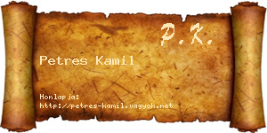 Petres Kamil névjegykártya